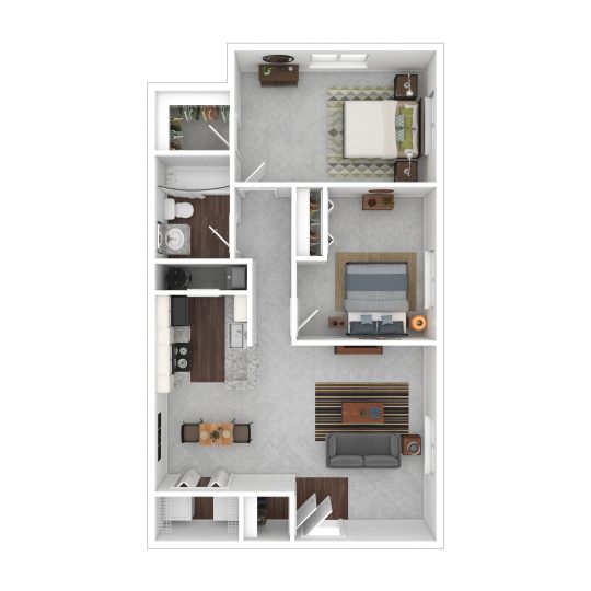 a floor plan of a two bedroom apartment at The Sawmill Park